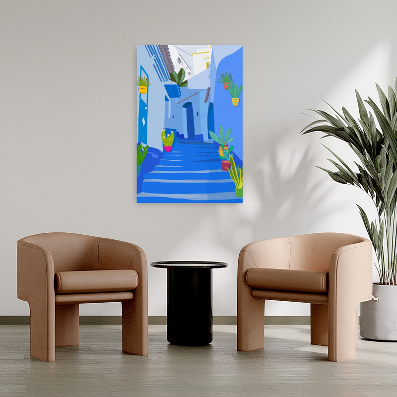 Affiche murale abstraite d'architecture contemporaine « Ville bleue », 36" H x 24" W