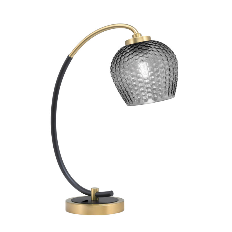 Lampe de bureau en acier inoxydable Waford, Noir mat / laiton