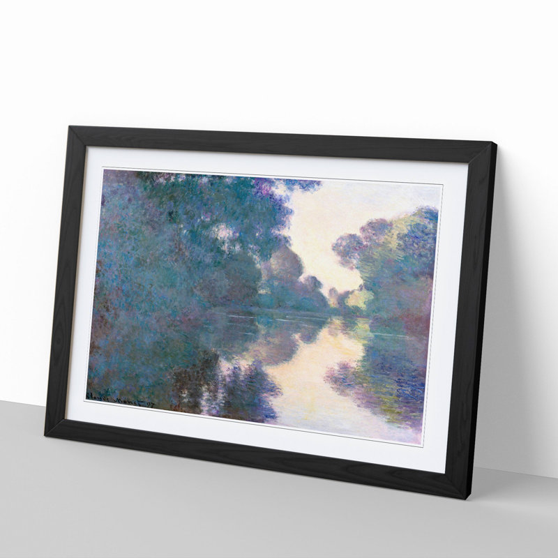 Morning on the Seine by Claude Monet - Framed Print, 36cm H x 48cm W x 2cm D, Black
