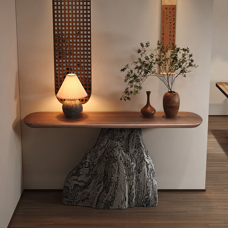 Table de véranda en bois massif de style moyen moyen, H 29,5 po x l 62,9 po x P 11,8 po