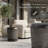 Outdoor Simulated Braided Cord Magnesium Oxide Side Table with Vintage Trim – Indoor Retro Cylindrical End Table