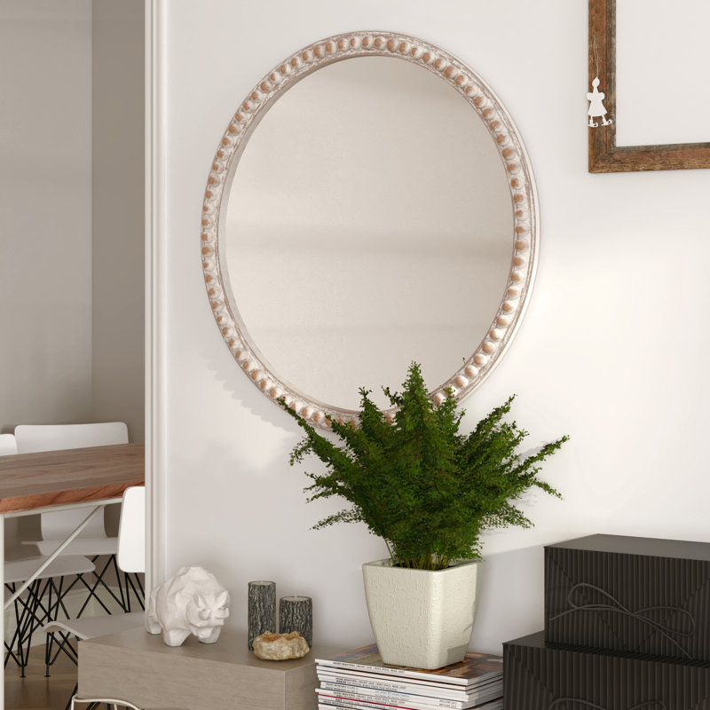 Joseba Round Mirror, Distressed Wood