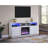 Ambrose 70"W White Walnut Finish Fireplace Console TV Stand With Heater, LED Light, Cabinets, Shelves