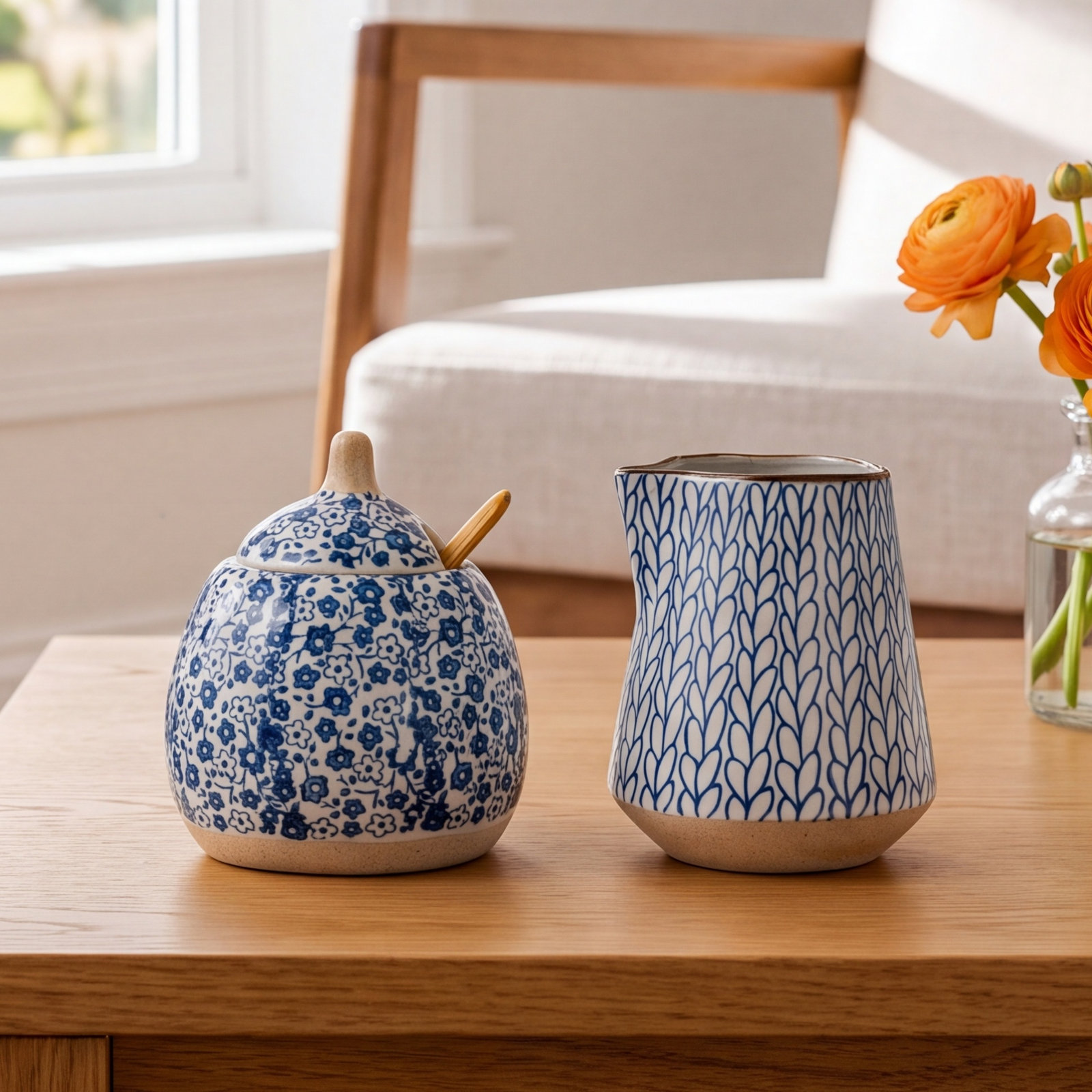 Nuvo Stoneware Sugar and Creamer Set