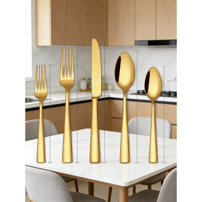 60-Piece Gold Flatware Set For 12, Premium Stainless Steel Mirror Polished Cutlery Set With Dinner Knives, Forks, Spoons, Salad Forks, And Teaspoons, Dishwasher Safe For Home And Restaurant Use