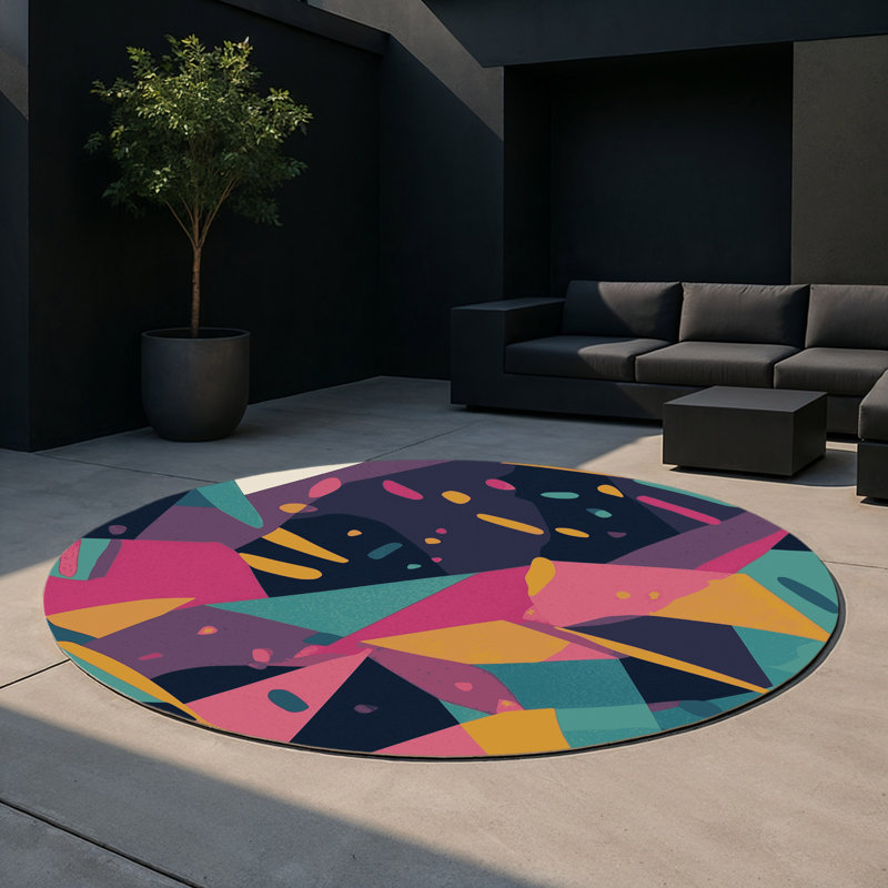 Kinetic Fields Indoor And Outdoor Area Rug, Round 5'