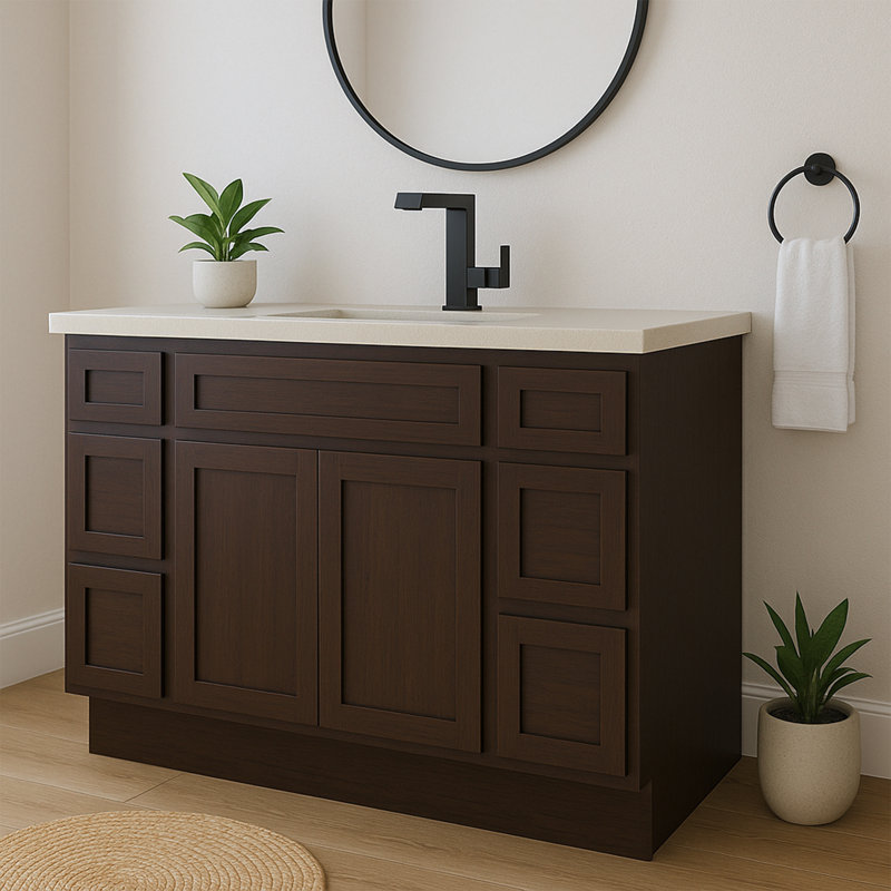 57'' Single Bathroom Vanity Base Only, Brown