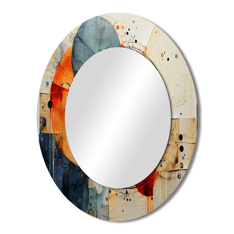 Mixed Media - Teal Modern Oval Wall Mirror, 43" x 33"
