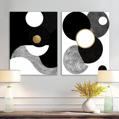 Balance of Dark Force Harmony I - or moderne, impression murale en métal 2 pièces