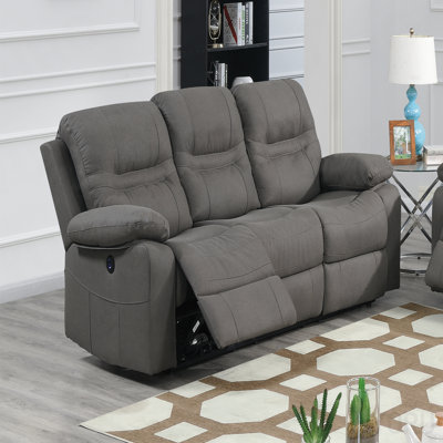 1pc Power Reclining Sofa Built In Usb Port Pillow Arms Supportive Headrest Slate Blue Finish Primary Living Room Furniture