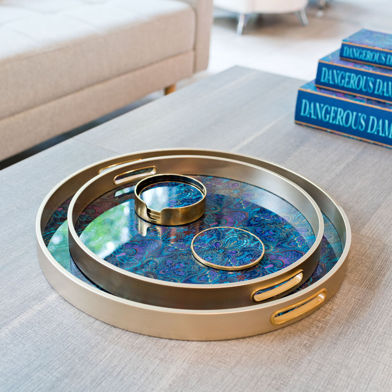 LLB- Round tray set of 2 - Dangerous Damask