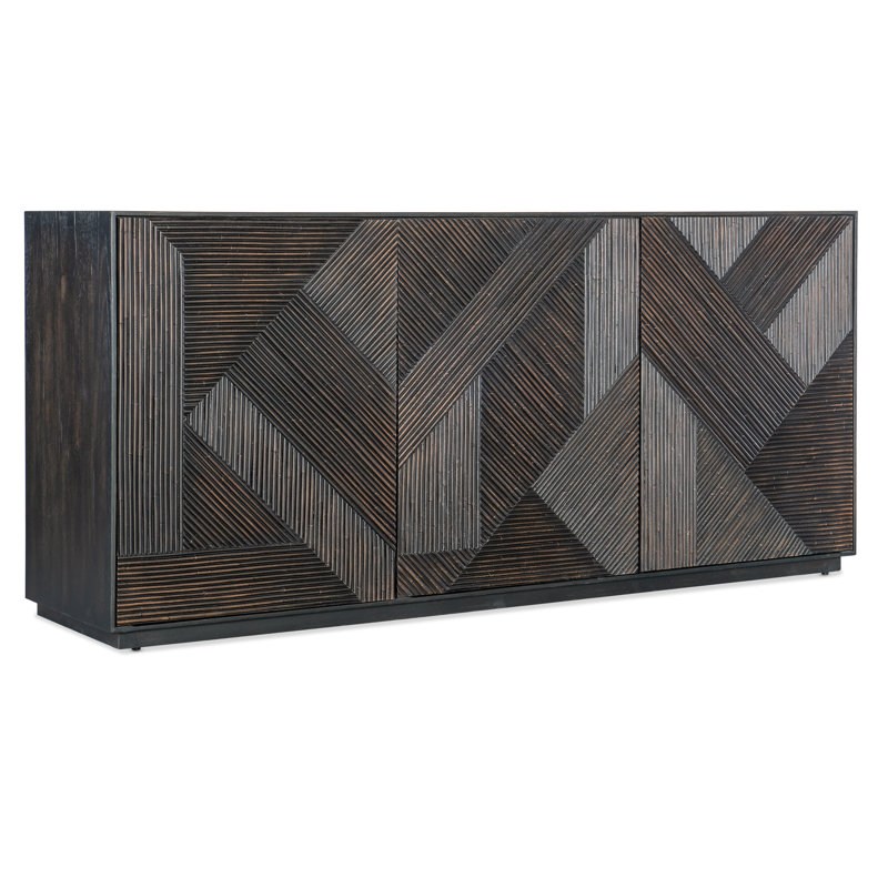 Black Sand 72'' Oak Veneer Media Console with Cabinet