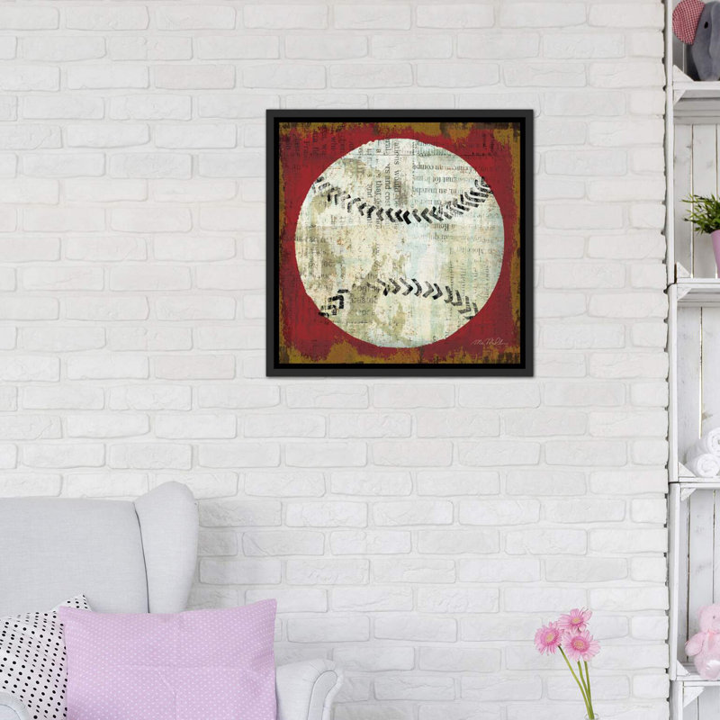 «Ball I» par Michael Mullan - reproduction d'art, Pas de tapis, Toile avec cadre noir patiné, H 37 po x l 37 po x P 1,5 po