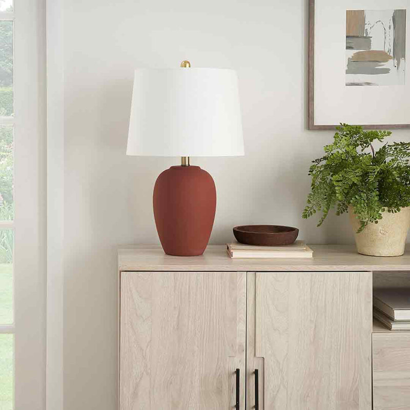 Brejon Ceramic Table Lamp, Brown, White