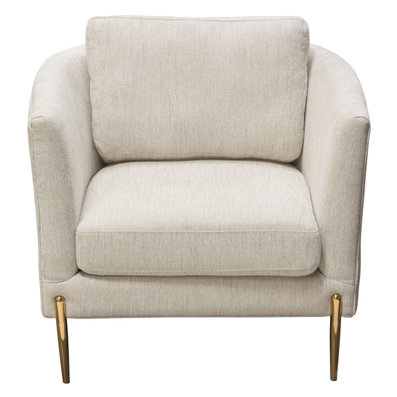 Chaise Lane en tissu crème clair avec pieds en métal doré