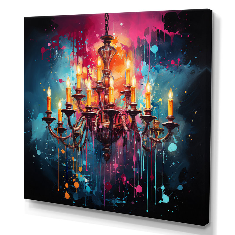 Lustre rétro pointillisme glamour III - impression, Toile tendue, H 16 po x l 16 po x P 1 po