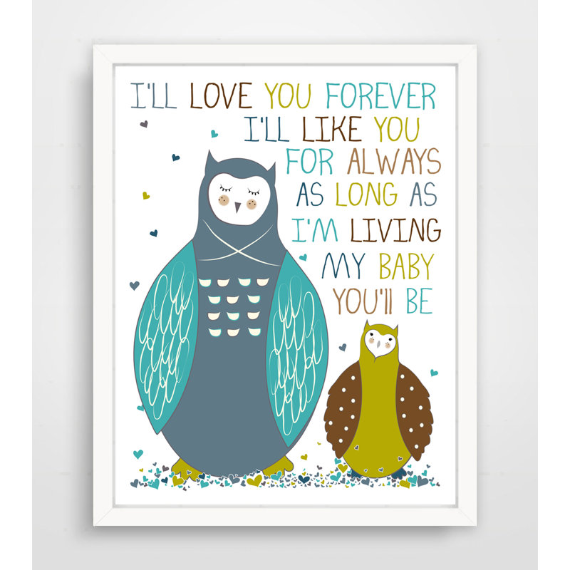«I'm Love You Forever Owls», impression sur papier, H 10 po x l 8 po