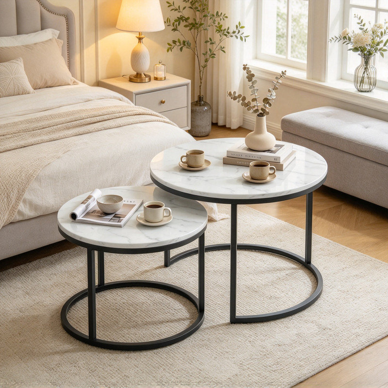 2 - Piece Living Room Table Set, White