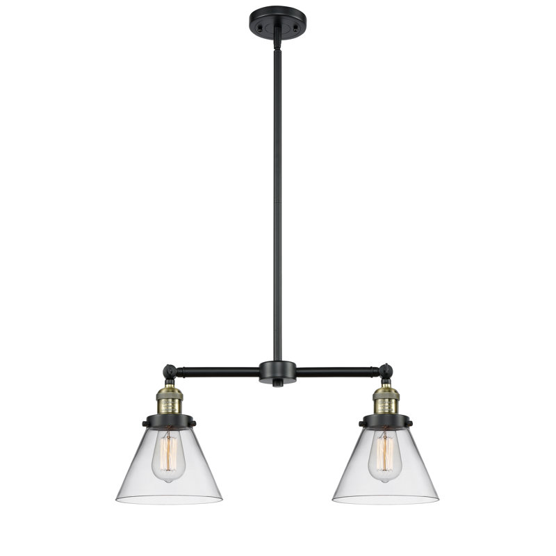 Callahan 2 - Light Kitchen Island Pendant, 6 Watt Vinage LED Bulb, Black Antique Brass, Clear