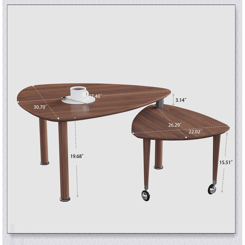 Table basse rotative moderne à 360 degrés, pieds en bois massif, assemblage facile, parfait pour les petits appartements et les salons