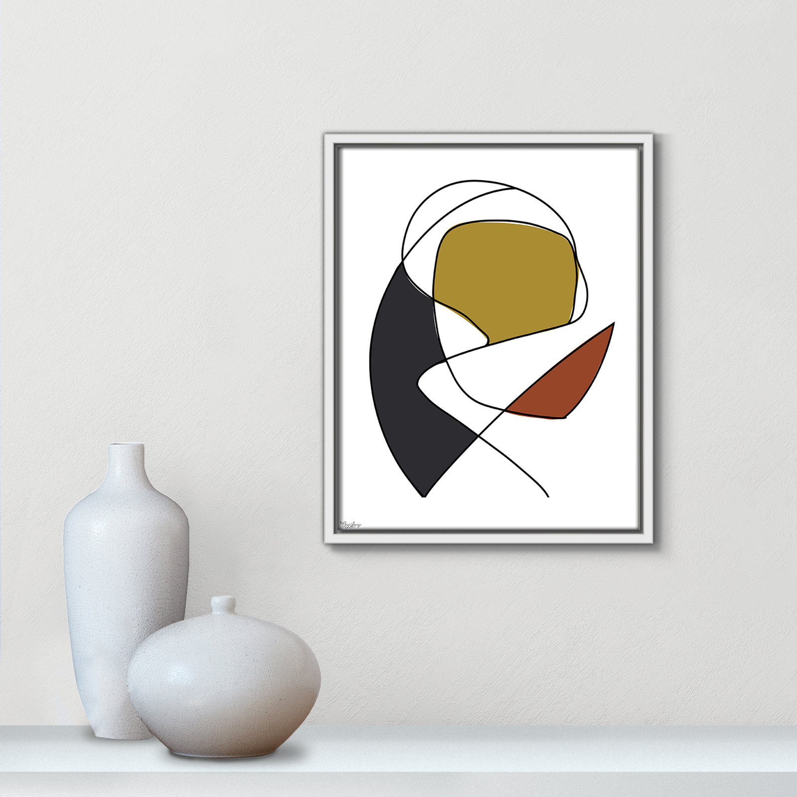 Paige "Abstract Tribeca 3" Print, 15.5" H x 12.5" W x 2" D, White