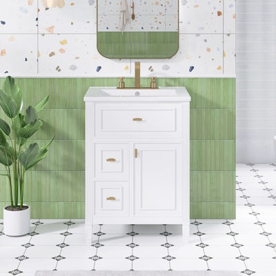 Ensemble de meuble-lavabo autoportant 24 po avec comptoir en céramique 24 po