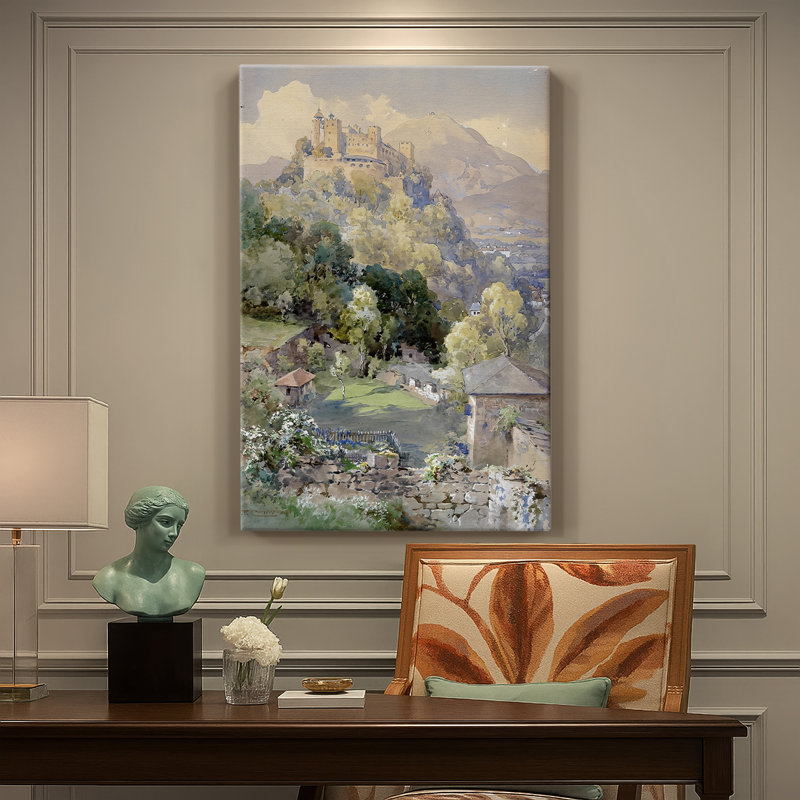 Vue du fort Hohensalzburg - toile tendue par Edward Theodore Compton, 18 x 27