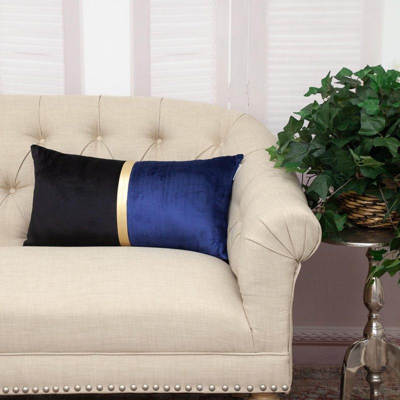 Myra Reversible Throw Pillow, Black/Blue