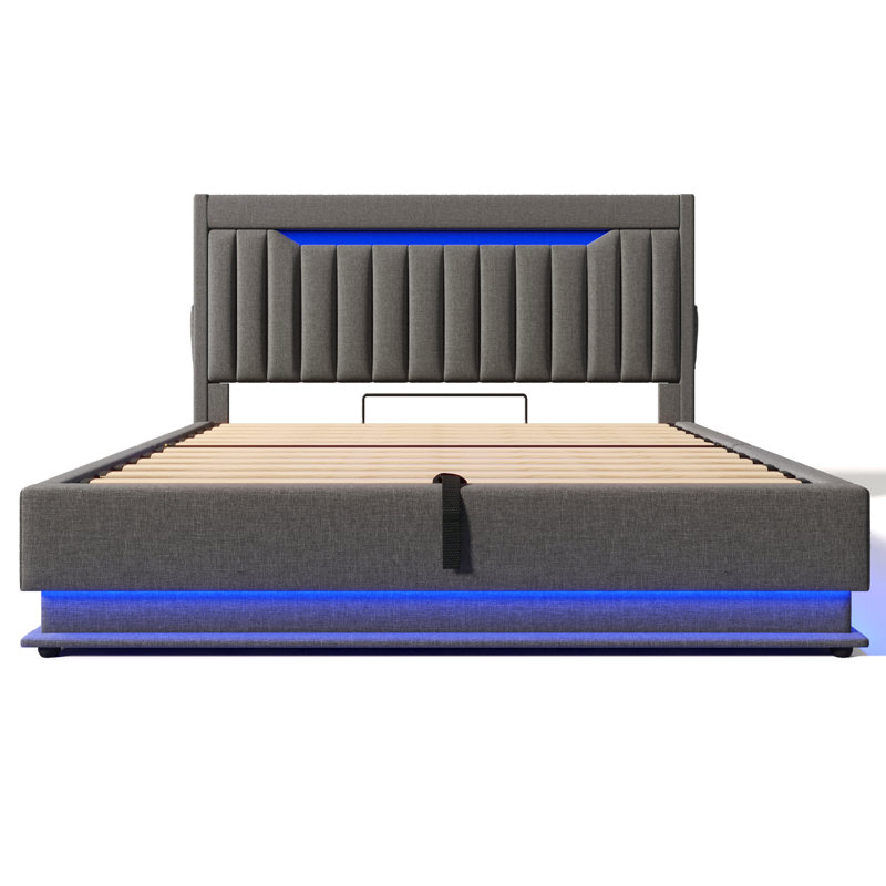 Upholstered Ottoman Storage Bed, Double (4'6), Grey