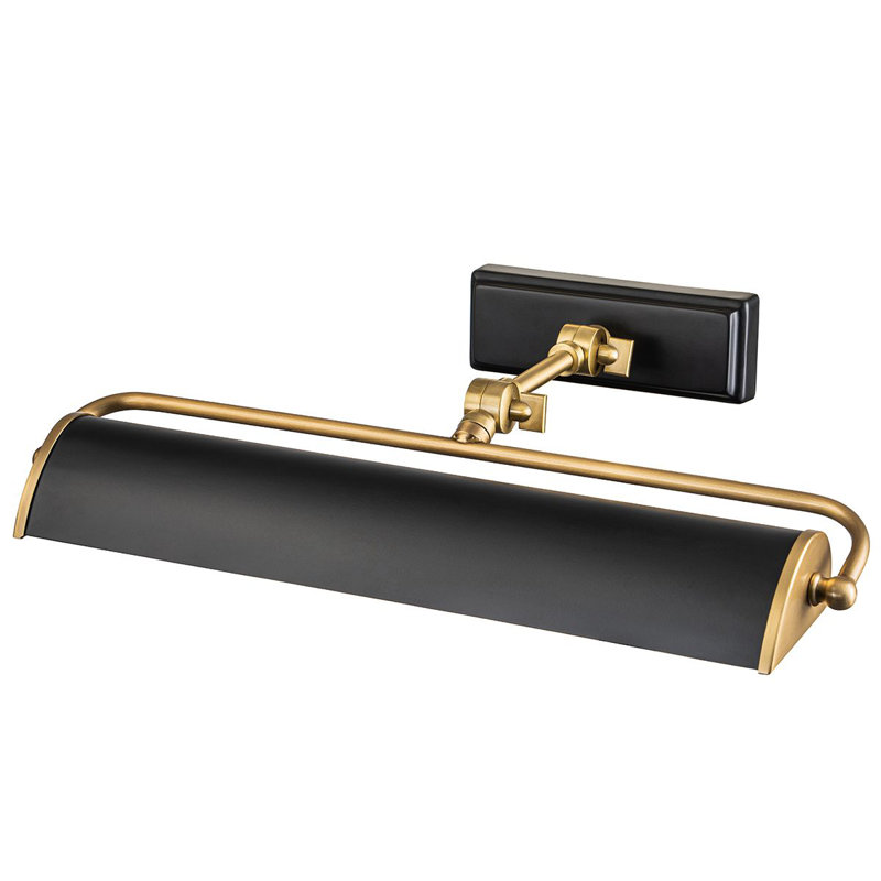 Hardwired Wall Mounted Picture Light, Matte Black/Aged Brass