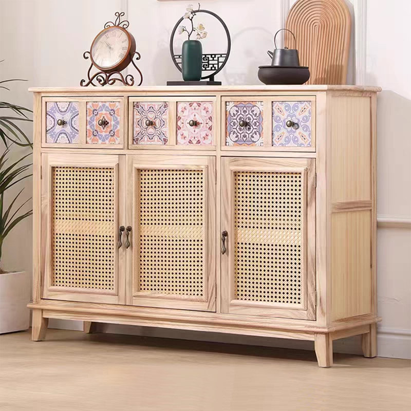 Retro Burlywood Solid Wood Sideboard