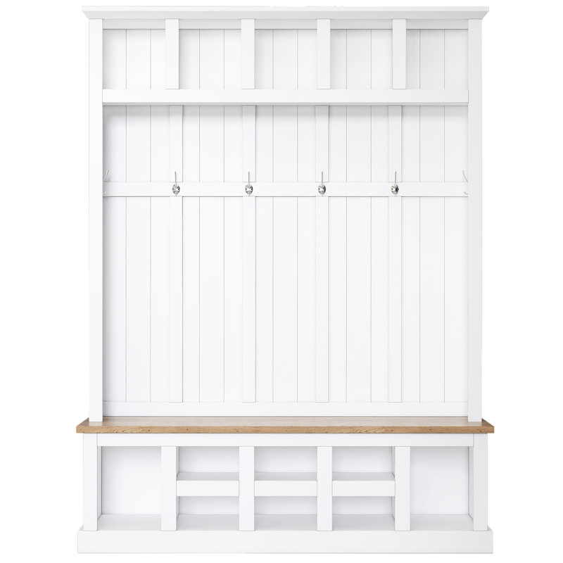 Arbre d'entrée polyvalent et moderne avec de multiples options de rangement et un design élégant, Blanc / Brun