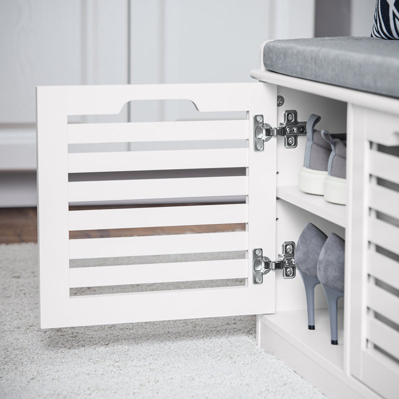 Kari Polyester Upholstered Storage Bench, White