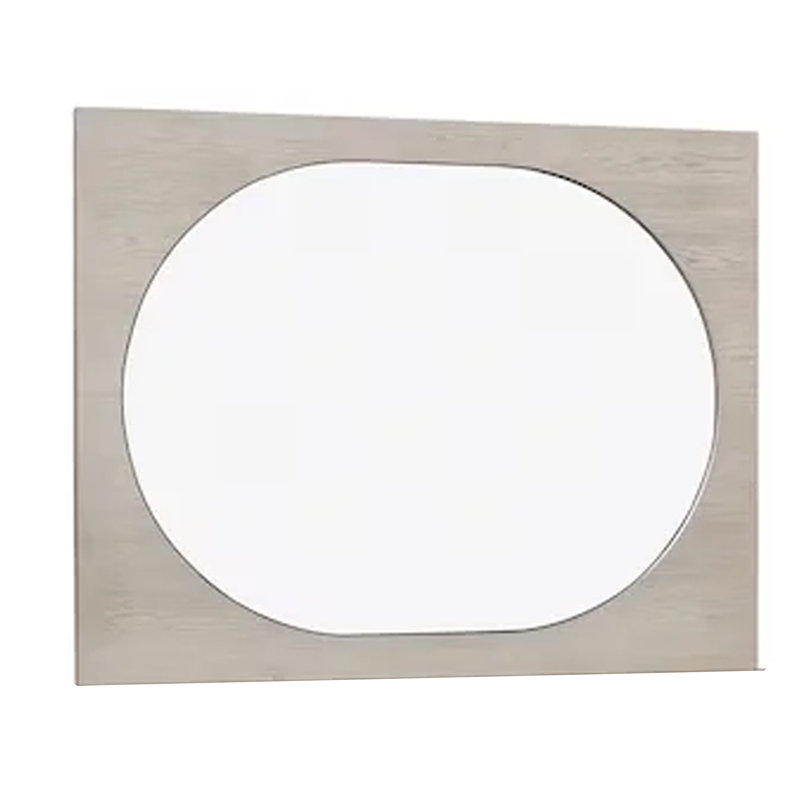 Miroir Celly, bords ronds biseautés, bois d'hévéa massif chêne blanc 36 x 46