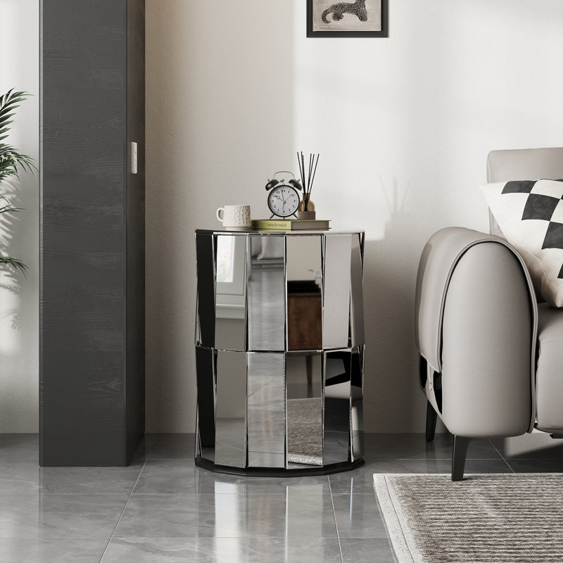 Glamorous Mirrored End Table For Livingroom, Silver, 1