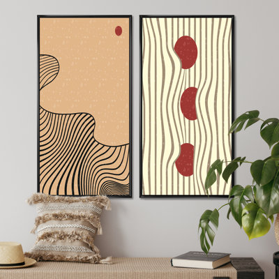 Retro Japanese Minimal Geometric Typography II - 2 Piece Print Set