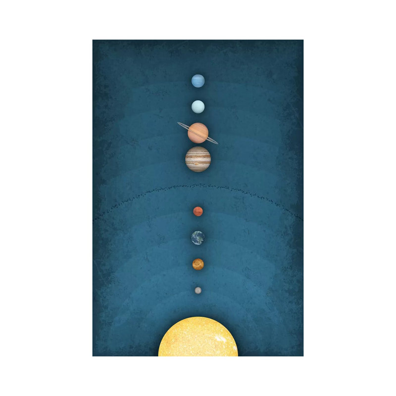 Système solaire sur bleu I - impression, Pas de tapis, H 60 po x l 40po x P 1,5 po, Toile tendue