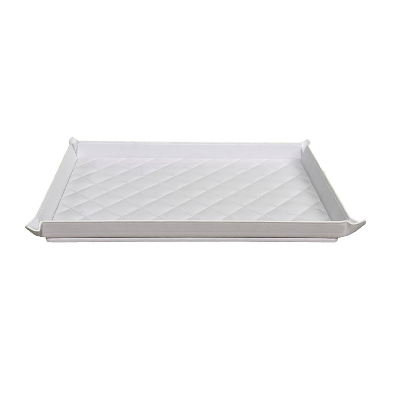 Leather Clutter & Wardrobe Jewelry Display Tray, White