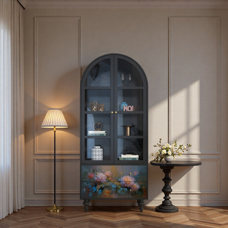 Vitrine en bois massif Floral