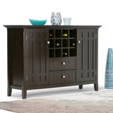Bedford 54"W Solid Wood Sideboard Buffet and Wine Rack, 2 Drawers, and 2 Cabinets