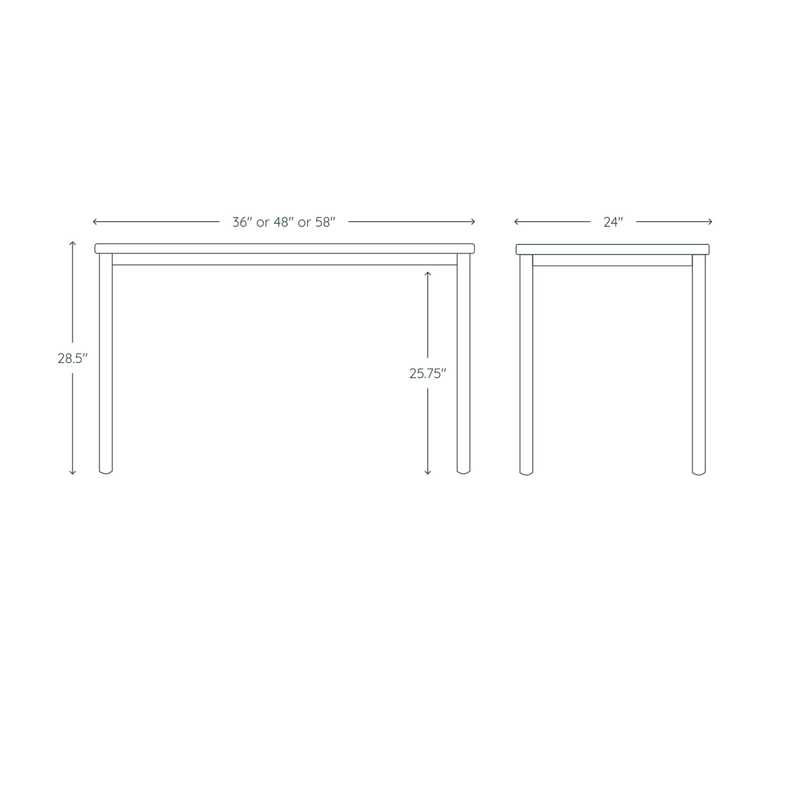 White, 28.5" H x 58" W x 27" D, White