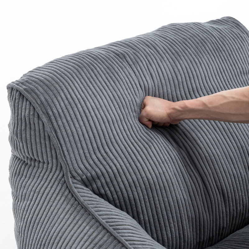 Fauteuil à billes en velours côtelé Compression, Gris