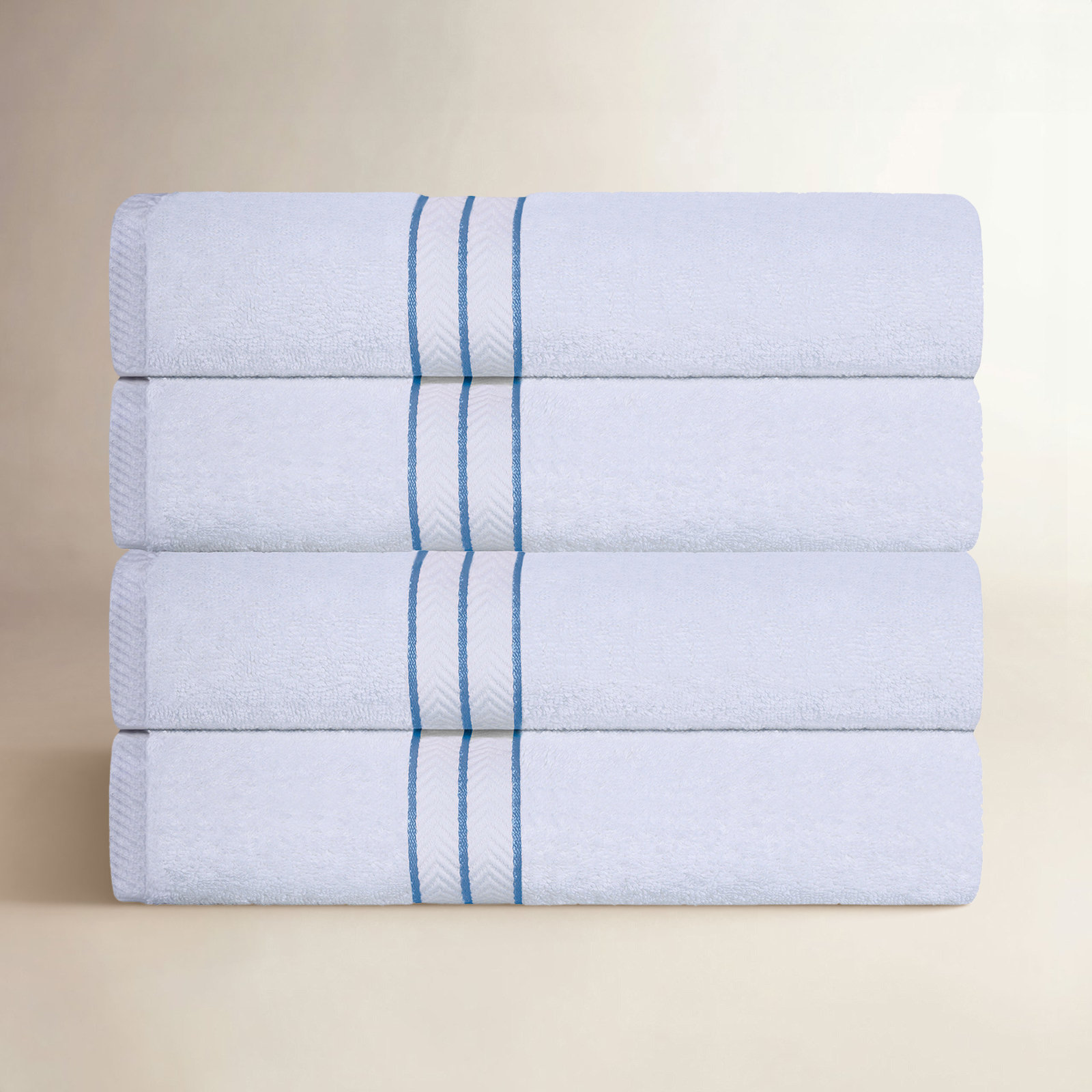 Josann 4-Piece Turkish Cotton Bath Towel Set, Light Blue