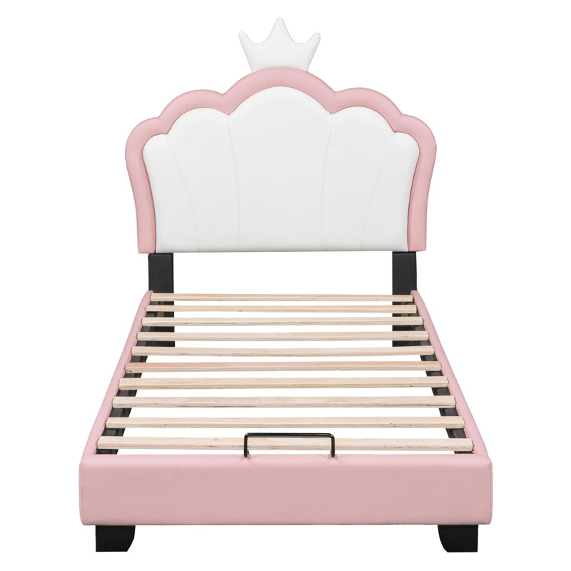 Amelia Upholstered Bed, White, European Single (90 x 200cm)