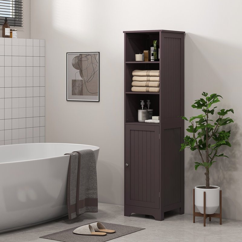 Armoire de salle de bain autoportante, Brun