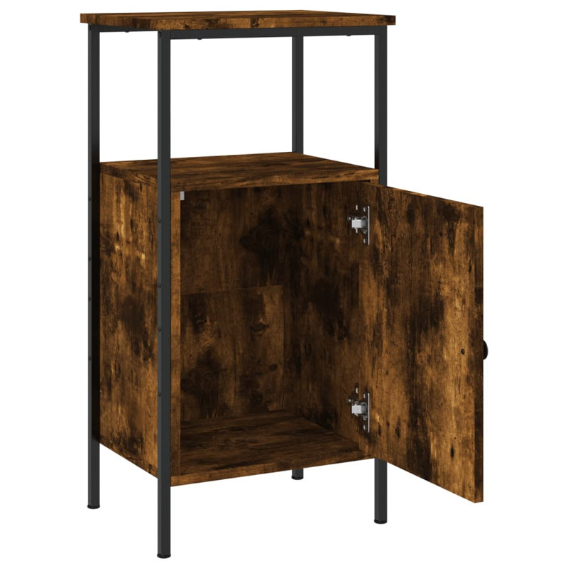 Hedger 41cm W Iron Bedside Table, Smoked Oak, Individual