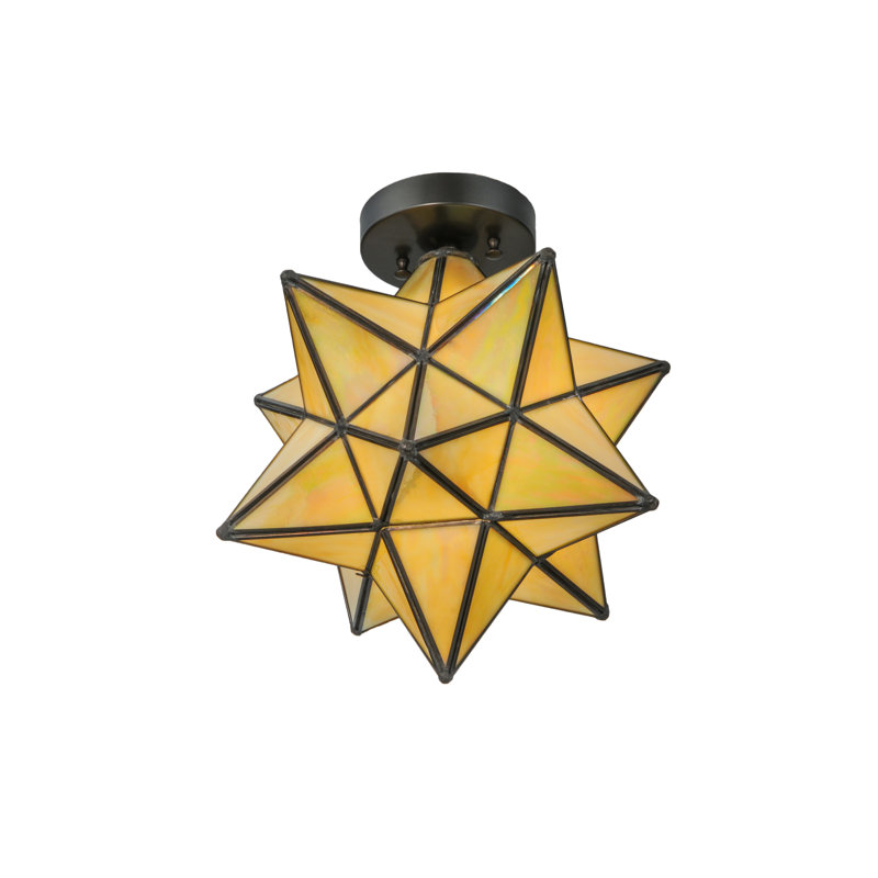 Backes Glass Semi Flush Mount, Beige Iridescent