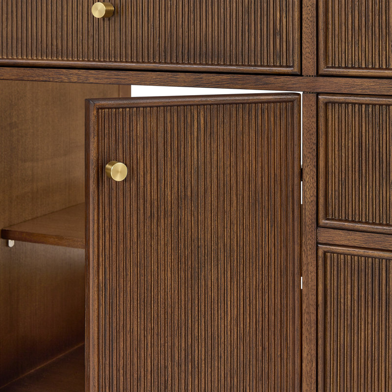 Elan TK 66" Freestanding Double Bathroom Vanity with Cultured Marble Top, White Cultured Marble, Brushed Gold, Dark Walnut