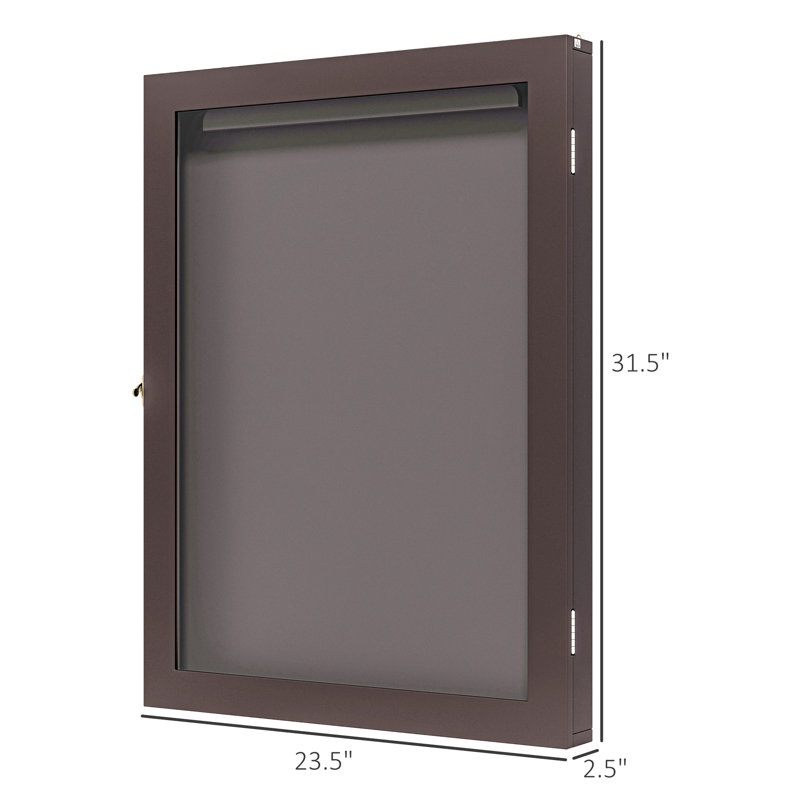 Cadre d'affichage 24 po x 32 po, brun, protégé, pouvant accueillir des souvenirs sportifs, convenant au baseball, soccer, étui de 24 po x 32 po, avec / avec protection et support