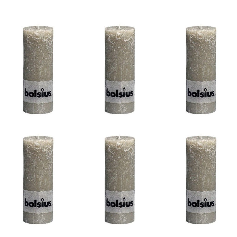 Bolsius Rustic Pillar Candle, Pebble grey, 19cm H x 6.8cm diameter